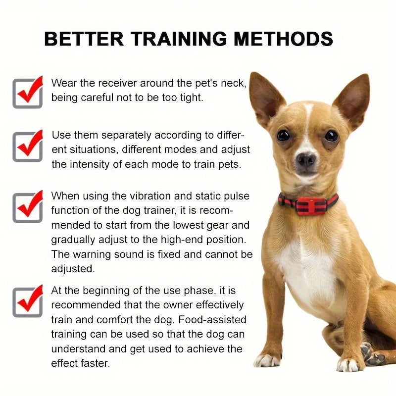 Dog Training Collar with 9-Level Adjustment, Rechargeable Remote E Collar with Tone, Vibration and Static Stimulation Modes in Red or Black