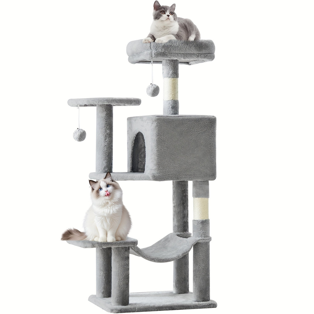 Cat Tree 44 Inch with Extended Platform, Indoor Cat Tower with Condo Hideaway, Hammock and Natural Sisal Scratching Posts in Five Colors