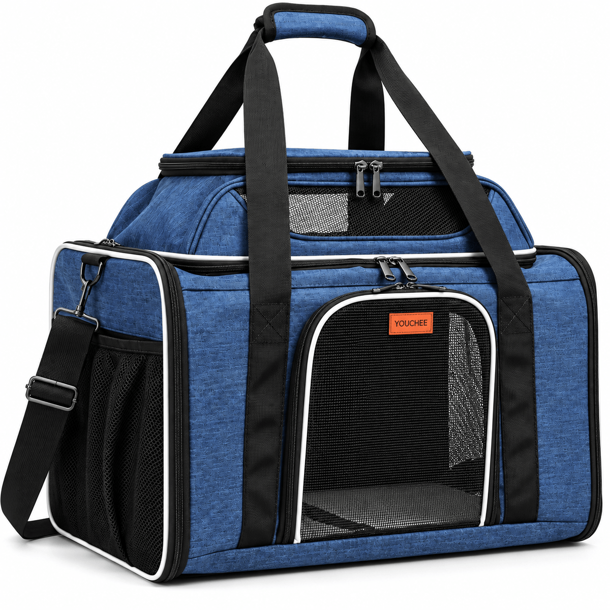 XL Soft-Sided Pet Carrier 19 x 12 x 17 Inch for Cats and Small Dogs up to 25 lbs, Five-Side Mesh Travel Bag with Expandable Top and Removable Mat
