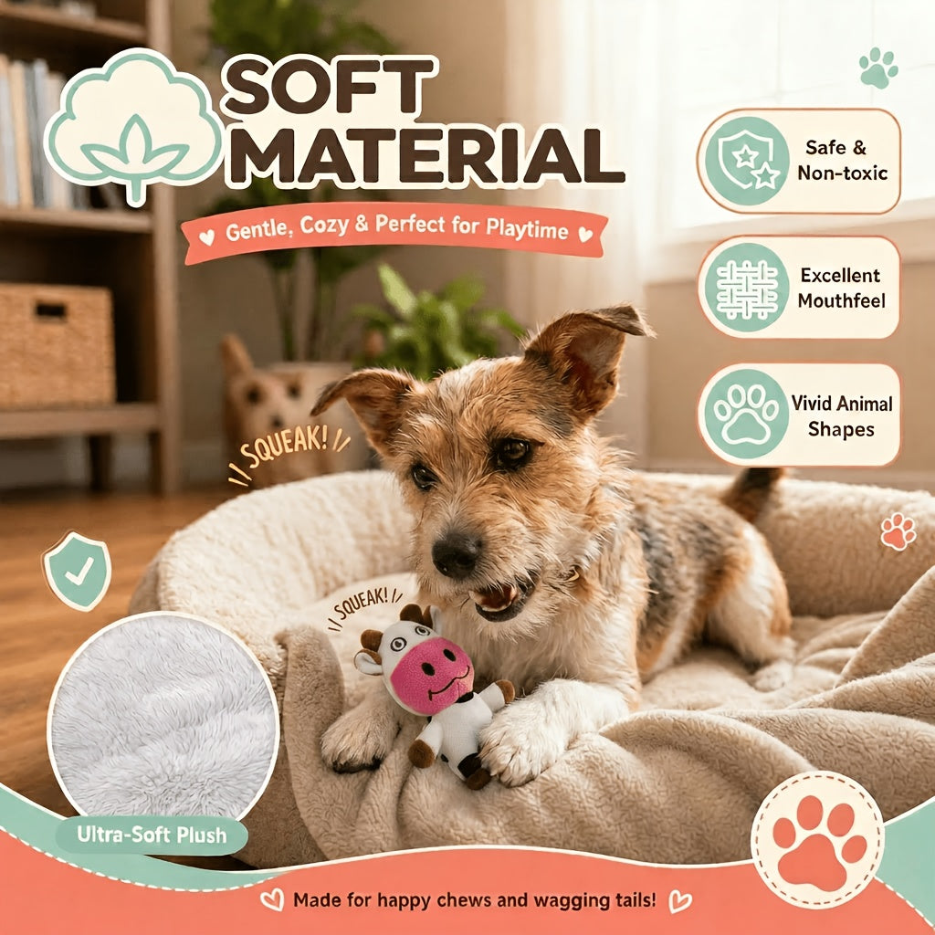 Plush Dog Toys 10 Pack Model C, Squeaky Stuffed Animal Puppy Toy Set for Small and Medium Dogs, Supervised Gentle Chewing and Indoor Playtime Rotation