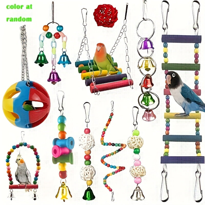 Bird Swing and Climbing Toys, 5-Piece Random Cage Assortment with Hammock and Ladder Styles for Budgies, Parakeets, Cockatiels and Conures