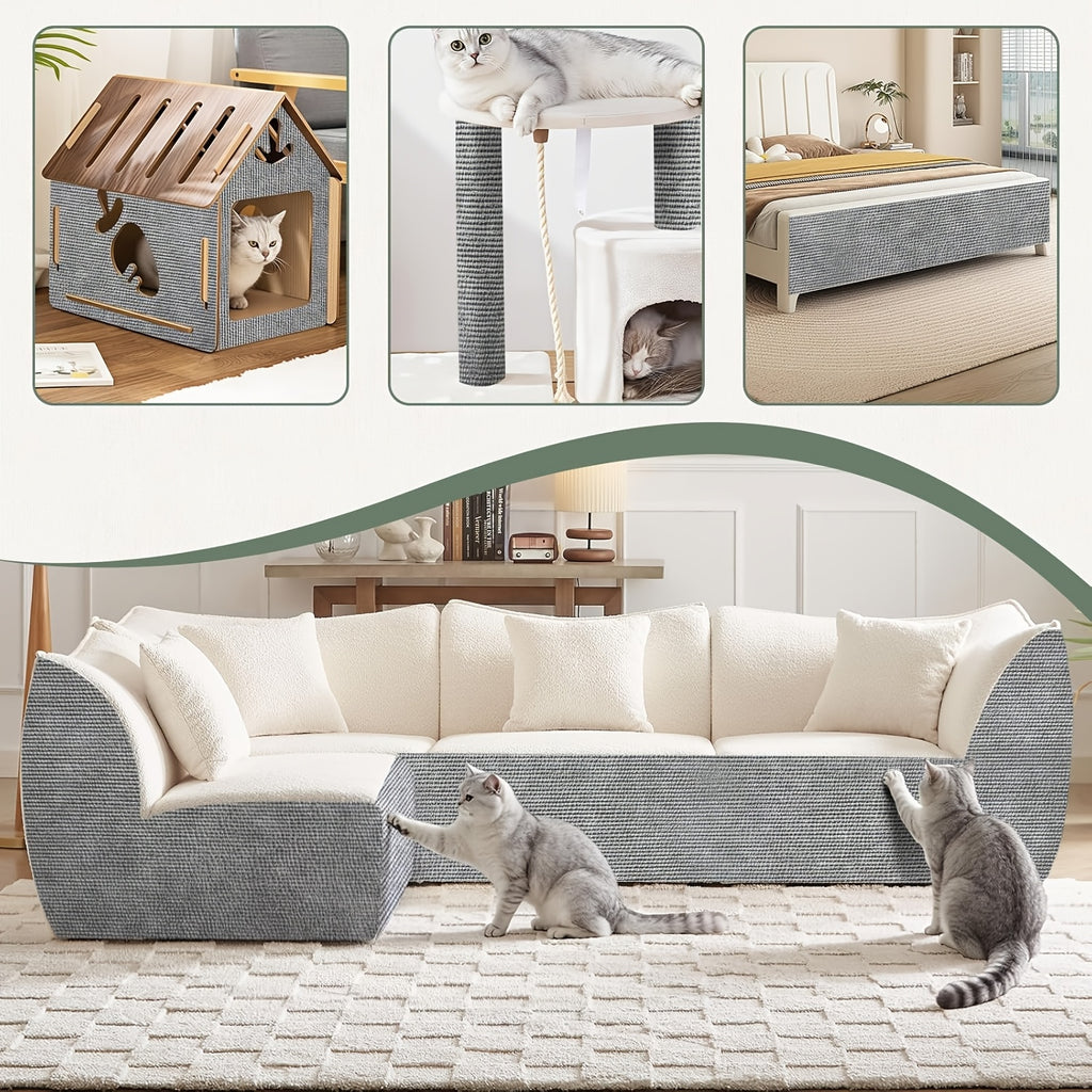 Self-Adhesive Cat Scratch Furniture Protector, Trimmable Scratching Mat for Sofa and Wall Coverage, Three Size Options and Eight Colors