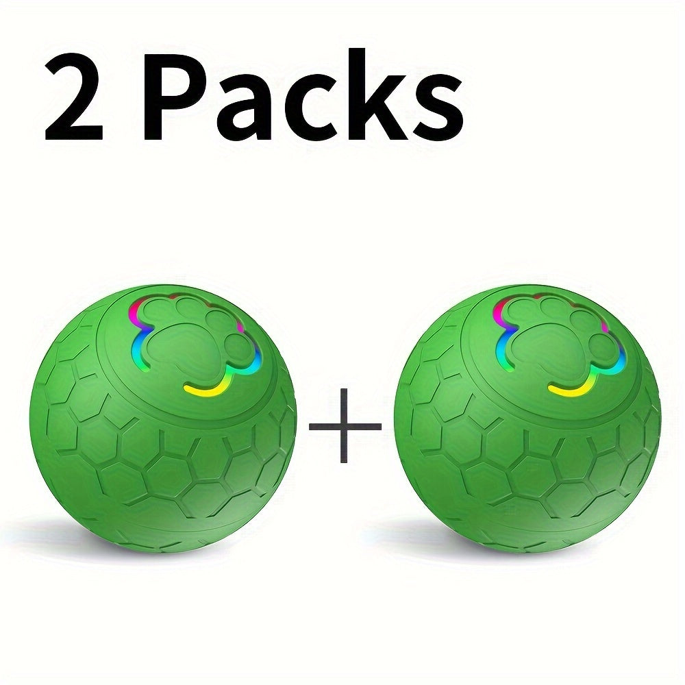 Interactive Pet Balls 2 Pack with Motion Sensor and Flashing Lights, USB Rechargeable Jumping and Rolling Toys for Small Dogs and Cats, Two Modes