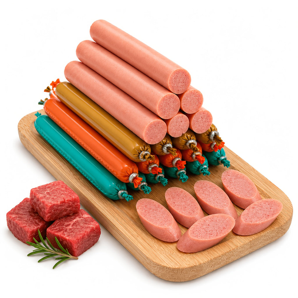 Dog Sausage Treats for Small Dogs, 16 or 32 Piece Mixed Flavor Snack Options, Chewy Training Rewards for Everyday Practice and Treat Time