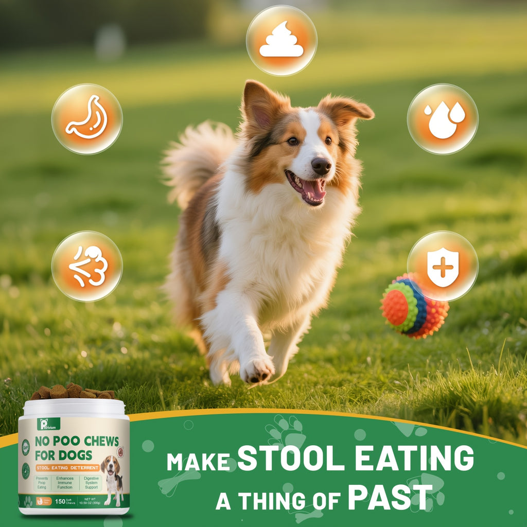 No Poo Chews for Dogs, 150-Count Coprophagia Deterrent Supplement with Probiotics, Digestive Enzymes and Pumpkin Powder, 300g