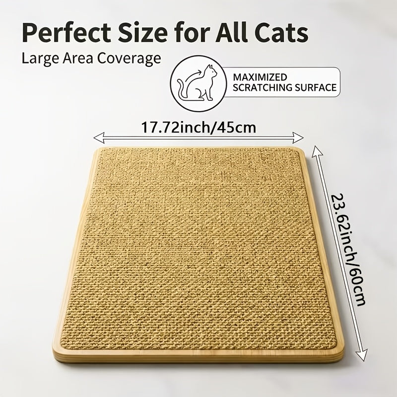 Cat Scratching Mat with Adhesive Strip, 24 Inch Sisal Rope Furniture Protector for Compatible Sofa Corners and Wall Scratching Areas