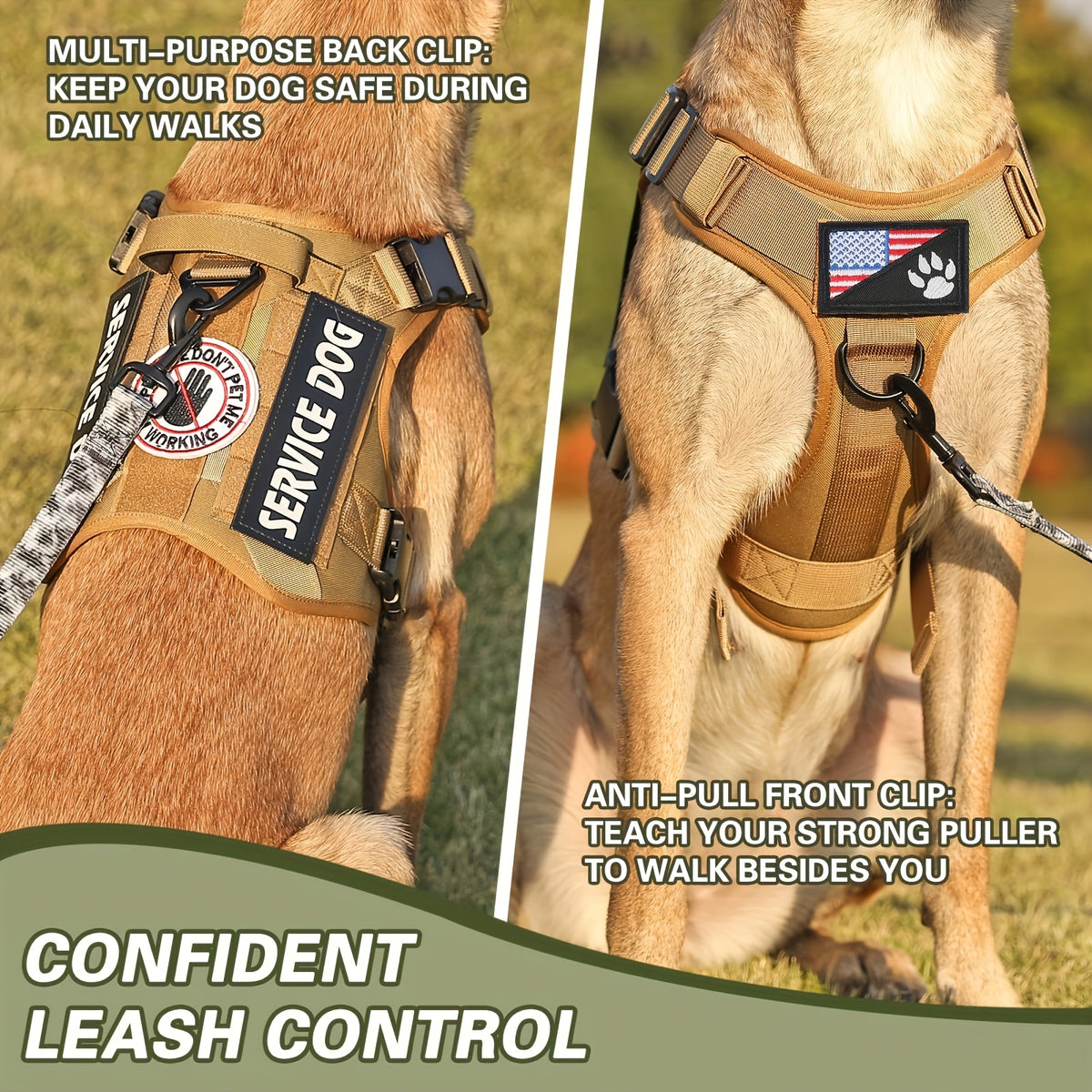Tactical Pet Chest Harness in S, M, L and XL, Walking Gear with Black, Vibrant Blue, Khaki, Silvery Grey and Dark Pink Size-Specific Options