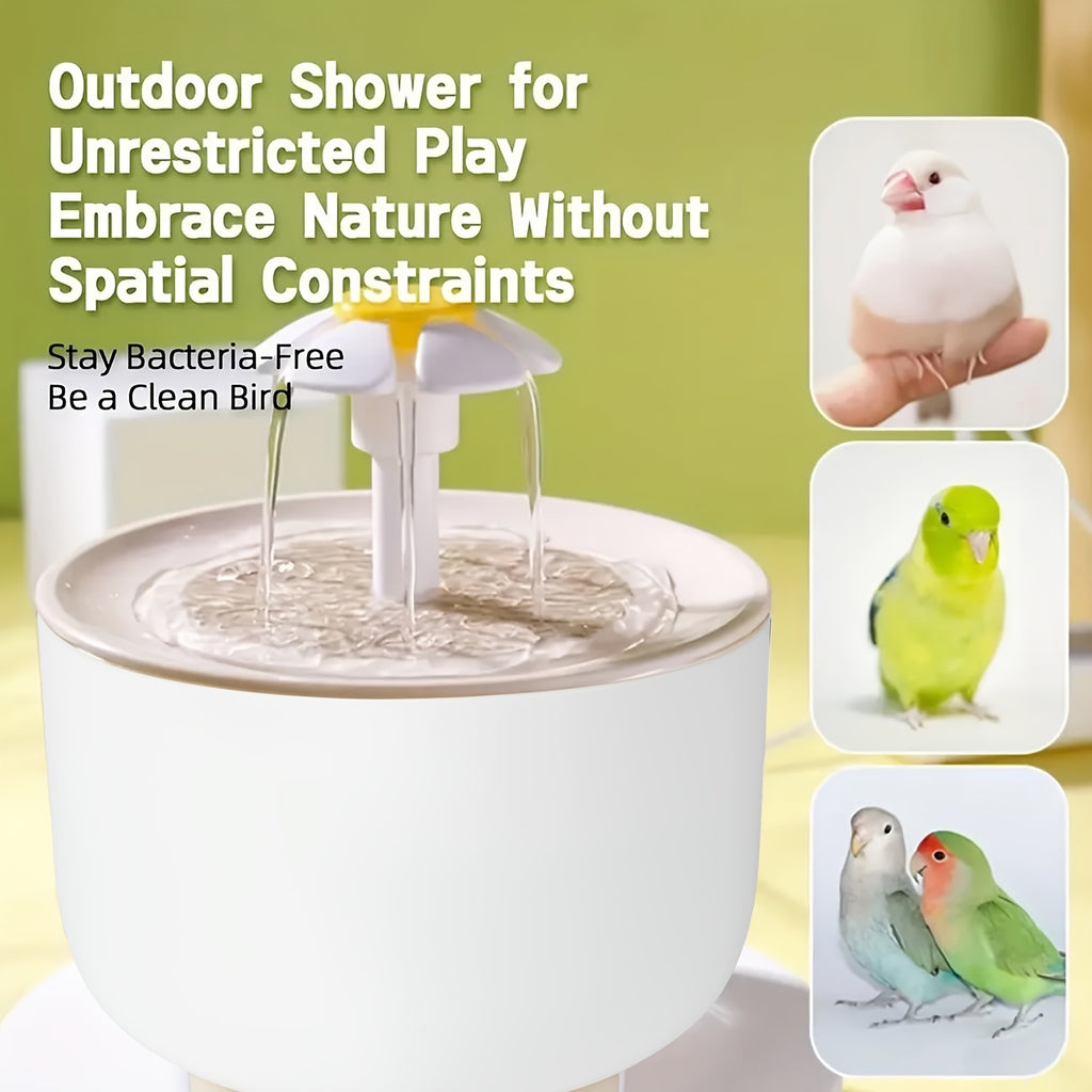 Flower Cat Water Fountain 50.72 oz, USB Powered Pet Drinking Dispenser with One Pump and Clear Top Tray for Indoor Cats and Small Pets