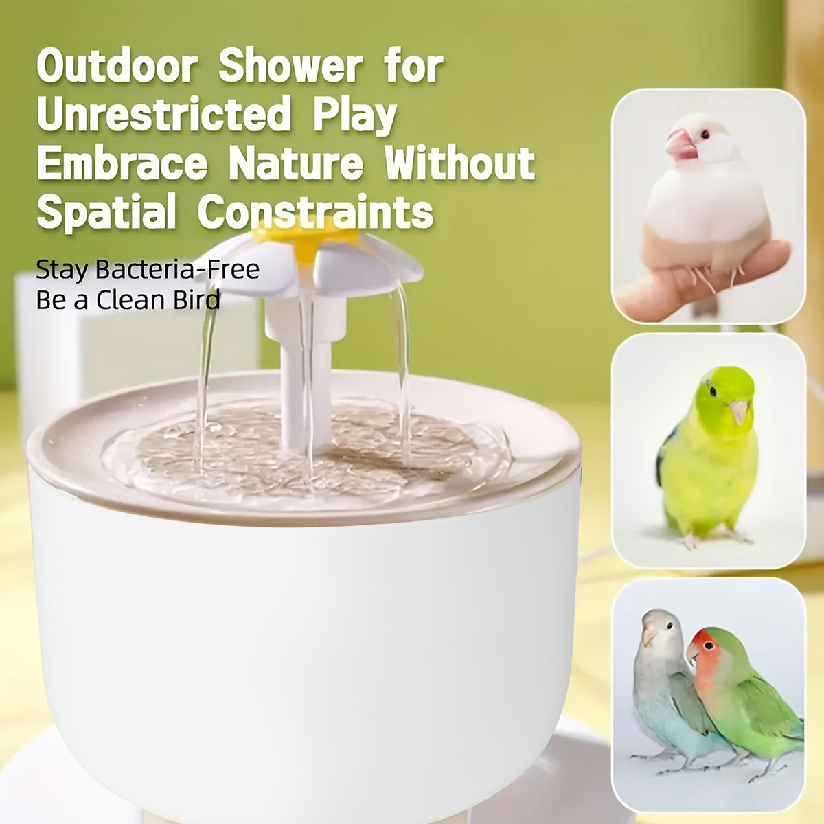 Flower Cat Water Fountain 50.72 oz, USB Powered Pet Drinking Dispenser with One Pump and Clear Top Tray for Indoor Cats and Small Pets