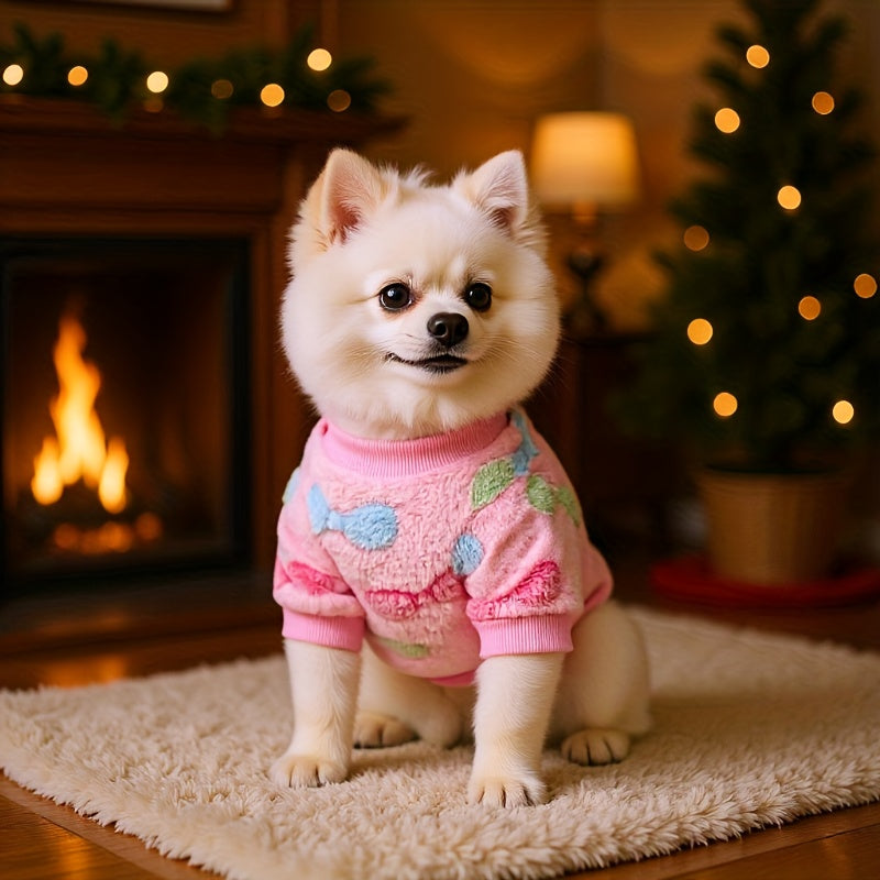 Warm Winter Dog Sweater for Small Medium Dogs, Soft Paw Print Puppy Cold Weather Outfit, Cozy Pet Apparel for Chihuahua Schnauzer Teddy Breeds, XS-XXL