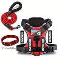 Reflective Dog Harness and Leash Set, 3-Piece Large Dog Walking Kit with Double-Layer Collar and Soft Handle for Daily Walks and Training