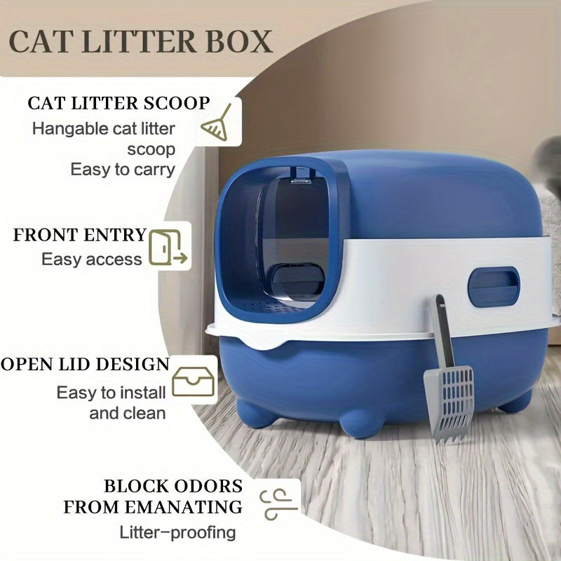 Drawer Cat Litter Box with Enclosed Extra-Large Design, Scoop Included and Splash-Reducing Cover for Easy Everyday Indoor Cat Cleanup
