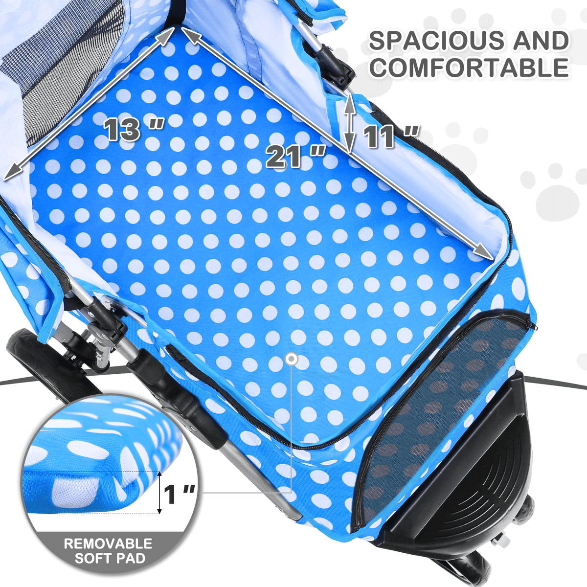 Three-Wheel Dog Stroller with Weather Cover, Foldable Mesh Pet Pushchair for Small Dogs and Cats, Storage Basket, Cup Holder and 10 Style Options