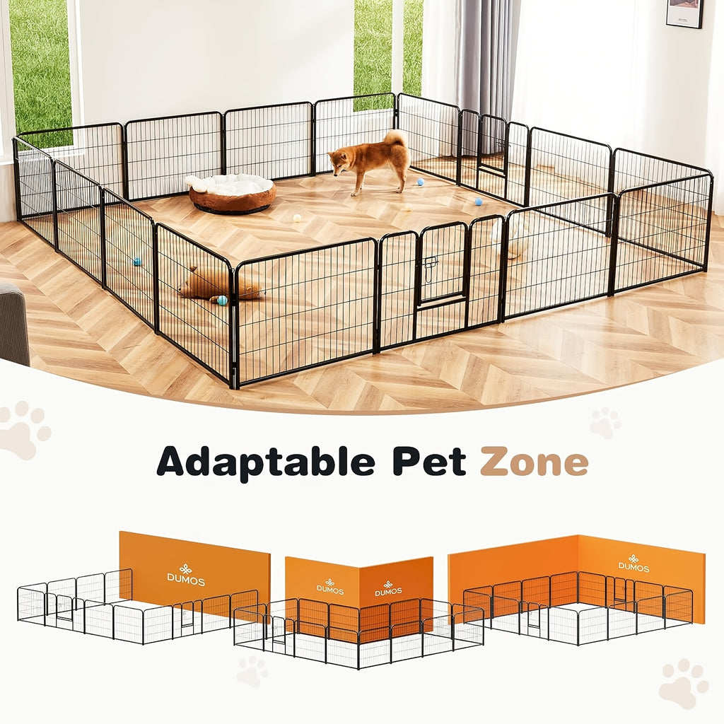 Dog Camping Playpen with Single Door, 8-Panel Foldable Metal Pet Fence in 24 or 40 Inch Options for Indoor Exercise, Outdoor Yards and RV Trips