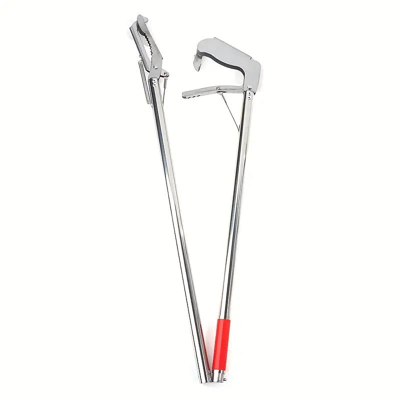 Snake Tongs with Foldable Telescopic Pole, Heavy-Duty 304 Stainless Steel Reptile Handling Tool with Non-Slip Ergonomic Handle for Cleanup