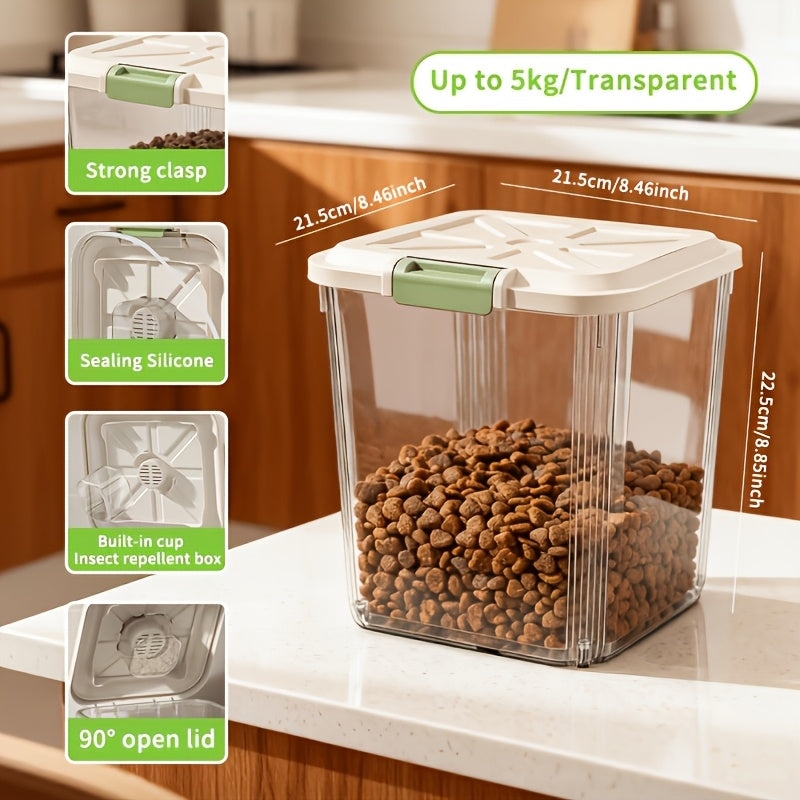 Dog Food Storage Container with Scoop and Locking Lid, 11 or 22 lb Stationary Bins and 55 lb Wheeled Option for Dry Cat Food and Pantry Organization