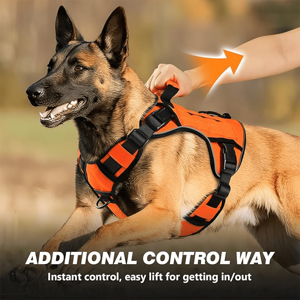 Tactical Dog Harness Vest with Adjustable Reflective Design, Machine Washable Outdoor Walking and Obedience Training Gear in S, M, L and XL