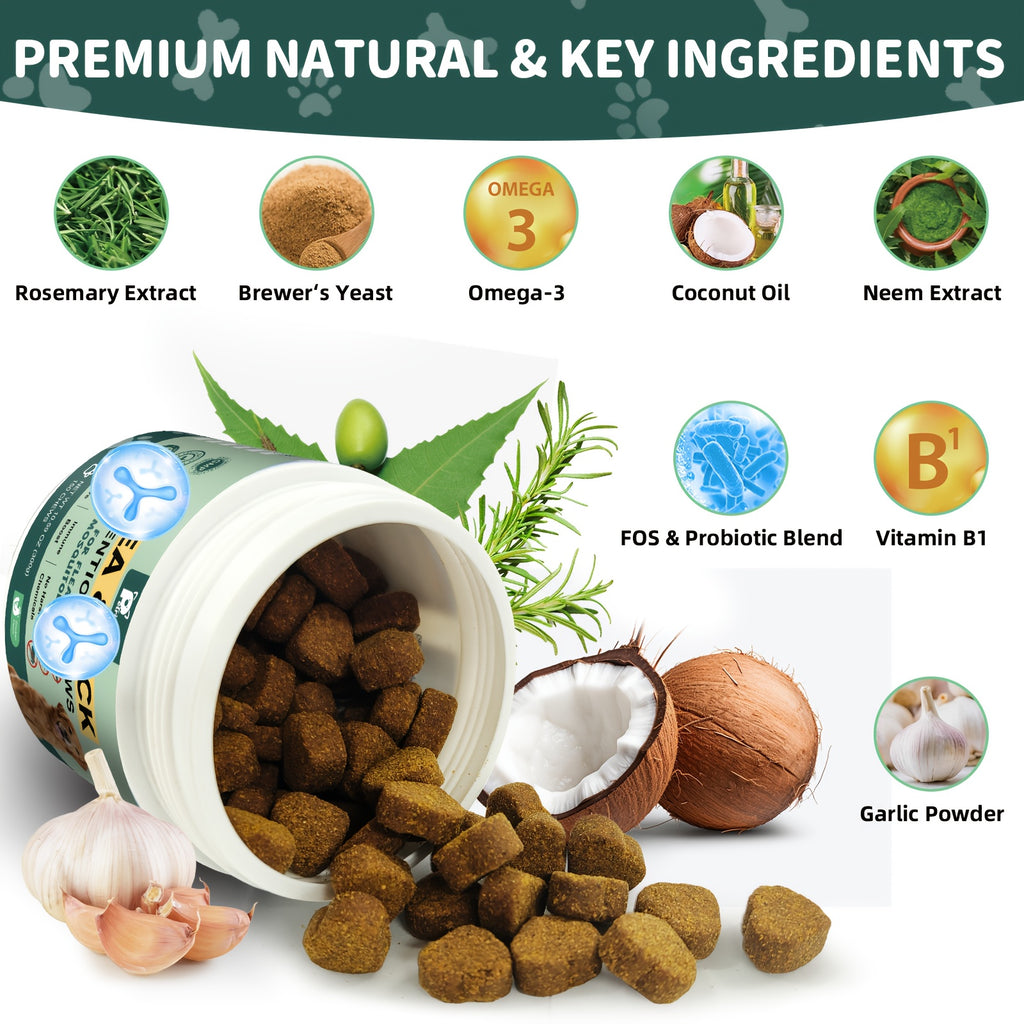Brewer's Yeast Dog Supplement, 150 Count Chicken Flavor Formula with Flax Seed Meal and Coriander for Canine Nutrition Routines, 300g