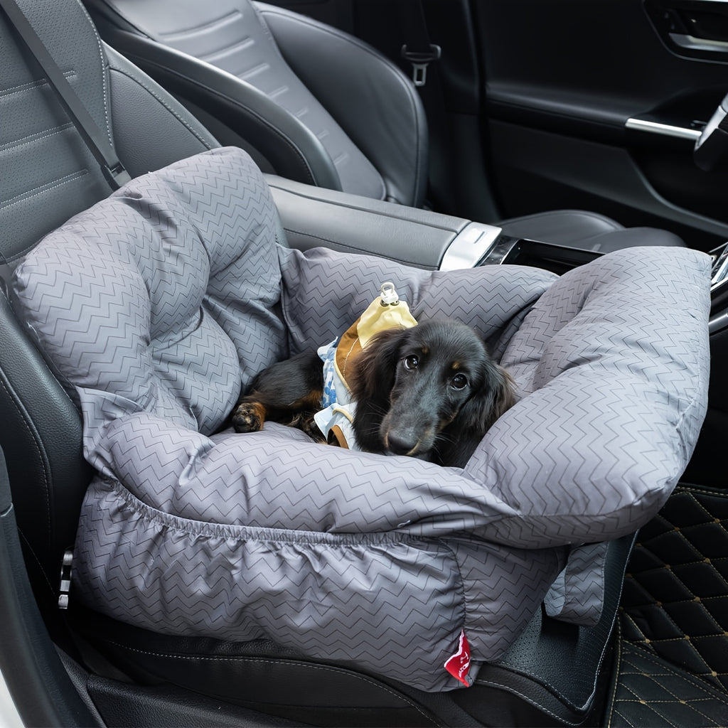 Portable Dog Car Seat with Carry Straps, Cushioned Pet Travel Bed for Dogs and Cats with Attachment Hook and Buckle, Seven Color and Style Options