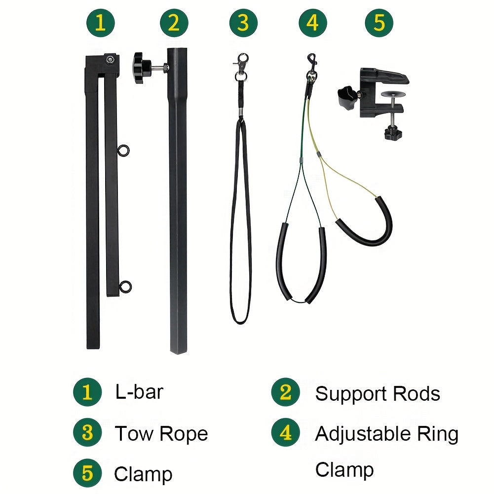 Telescopic Dog Grooming Arm in Black, Height Adjustable Pet Grooming Rack with Fixing Device for Supervised Bathing, Trimming and Coat Care
