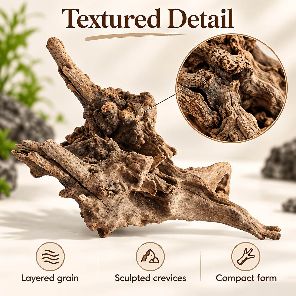 Aquarium Driftwood Single Piece, 5.9-7.87 Inch Random-Style Decorative Wood for Small Fish Tank Aquascaping and Nature-Inspired Underwater Layouts