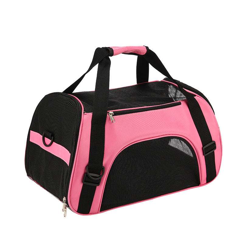Pet Travel Carrier Bag in Pink or Blue, L Size Foldable Crossbody Carrying Bag for Cats and Dogs, Portable Companion for Supervised Everyday Outings