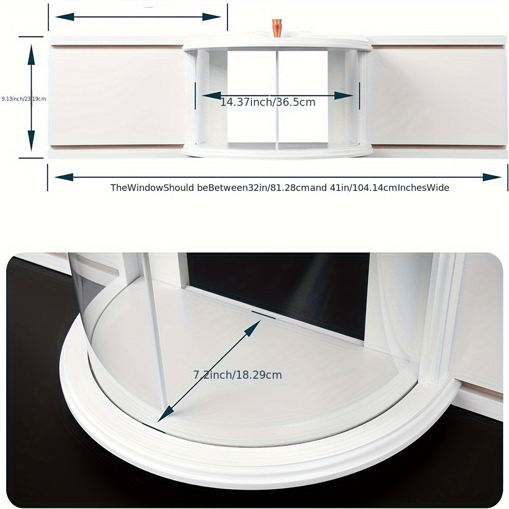 Panoramic Window Bird Feeder with 180-Degree Clear View, Recessed Feeding Tray and Lawn Deck in White for Bird Watching from Inside Your Home