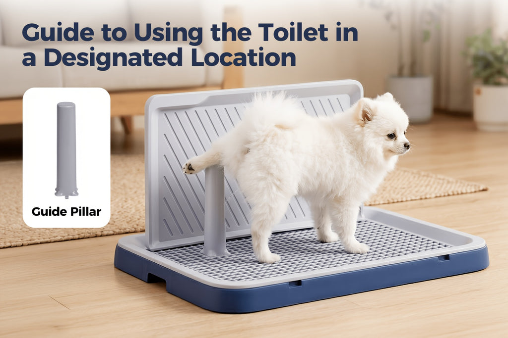 Indoor Dog Potty Tray with Removable Grating, Leak-Proof Dog Toilet for Puppy Training, High-Sided Non-Slip Base Easy to Clean, Potty Training Tray with Stand for Small and Medium Dogs, Apartment Use