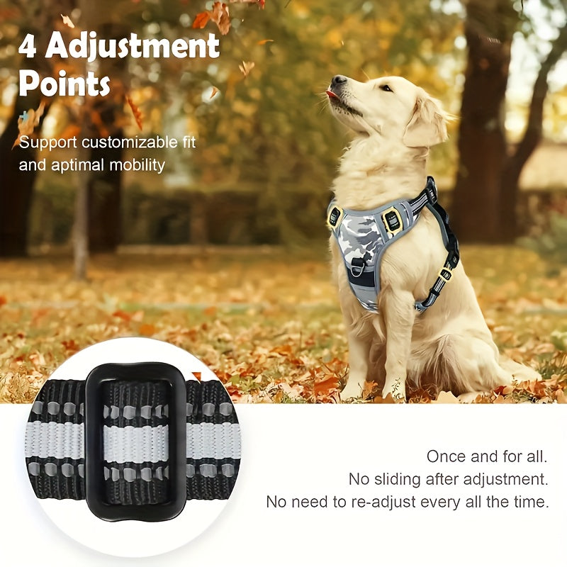 Dog Harness with Handle and Metal Clips, Adjustable Reflective No-Pull Style Walking Vest in Pink, Sky Blue, Purple or Orange for Daily Outdoor Training