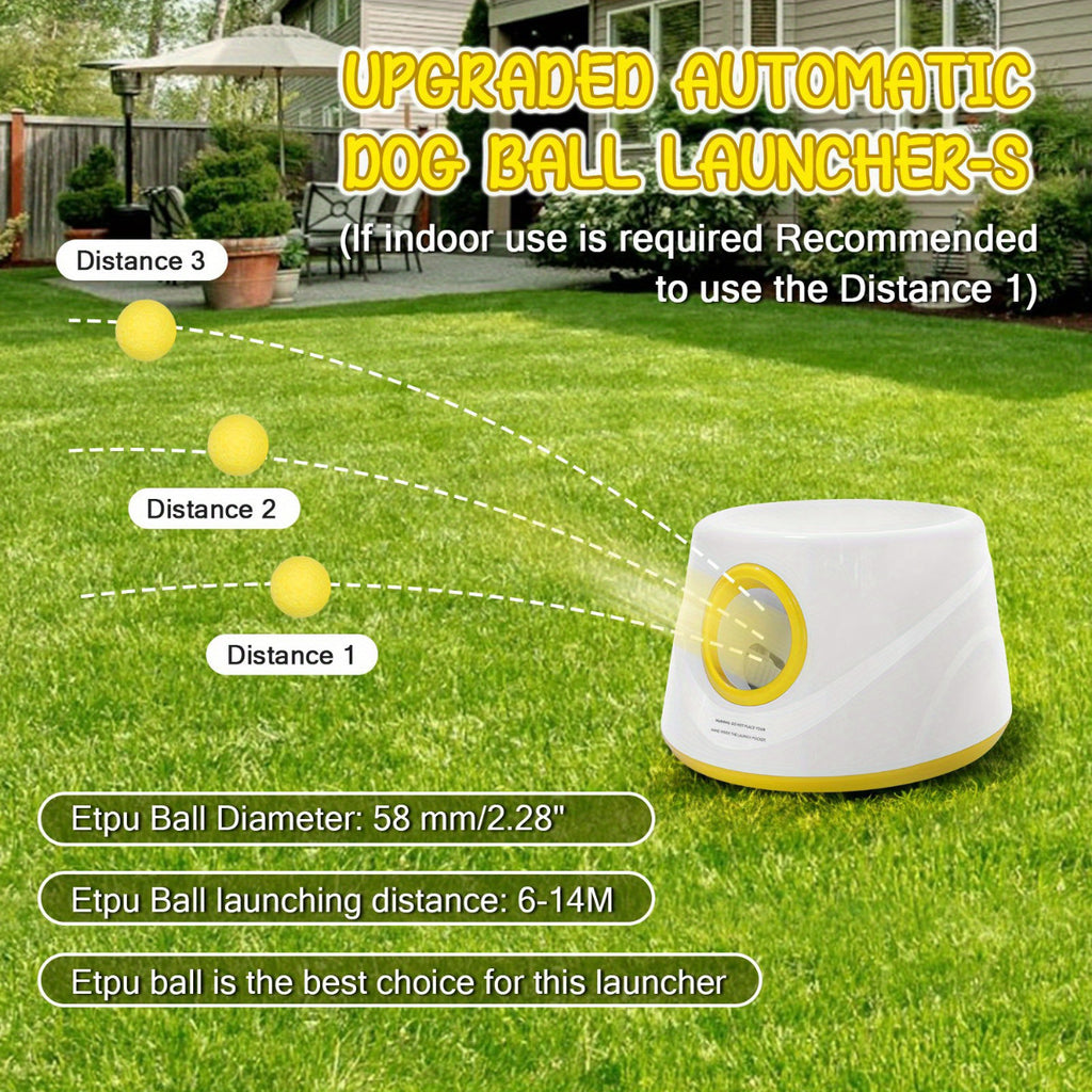 Automatic Dog Ball Launcher with 5 Balls, Adjustable Distance Fetch Machine for Small and Medium Dogs, Supervised Indoor and Outdoor Play