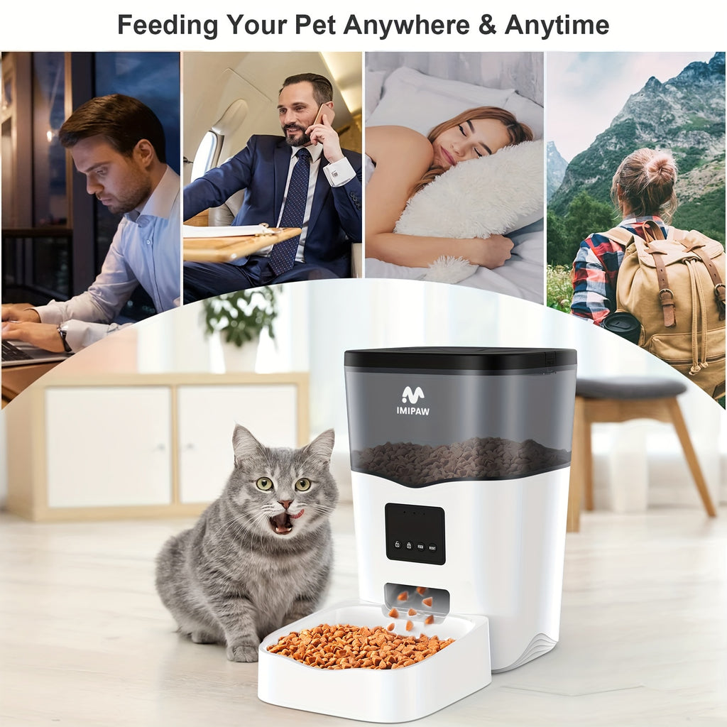 Automatic Cat Feeder with WiFi App Control, 3L Smart Dry Food Dispenser with Scheduled Meals, USB Power and Optional Camera for Cats and Dogs