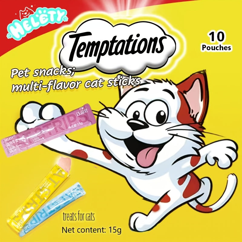 Cat Puree Treat Sticks 15g, Creamy Lickable Snacks for Hand Feeding and Meal Topping, Tuna or Yolk 10-Pack and Listed 72-Piece Mixed Options