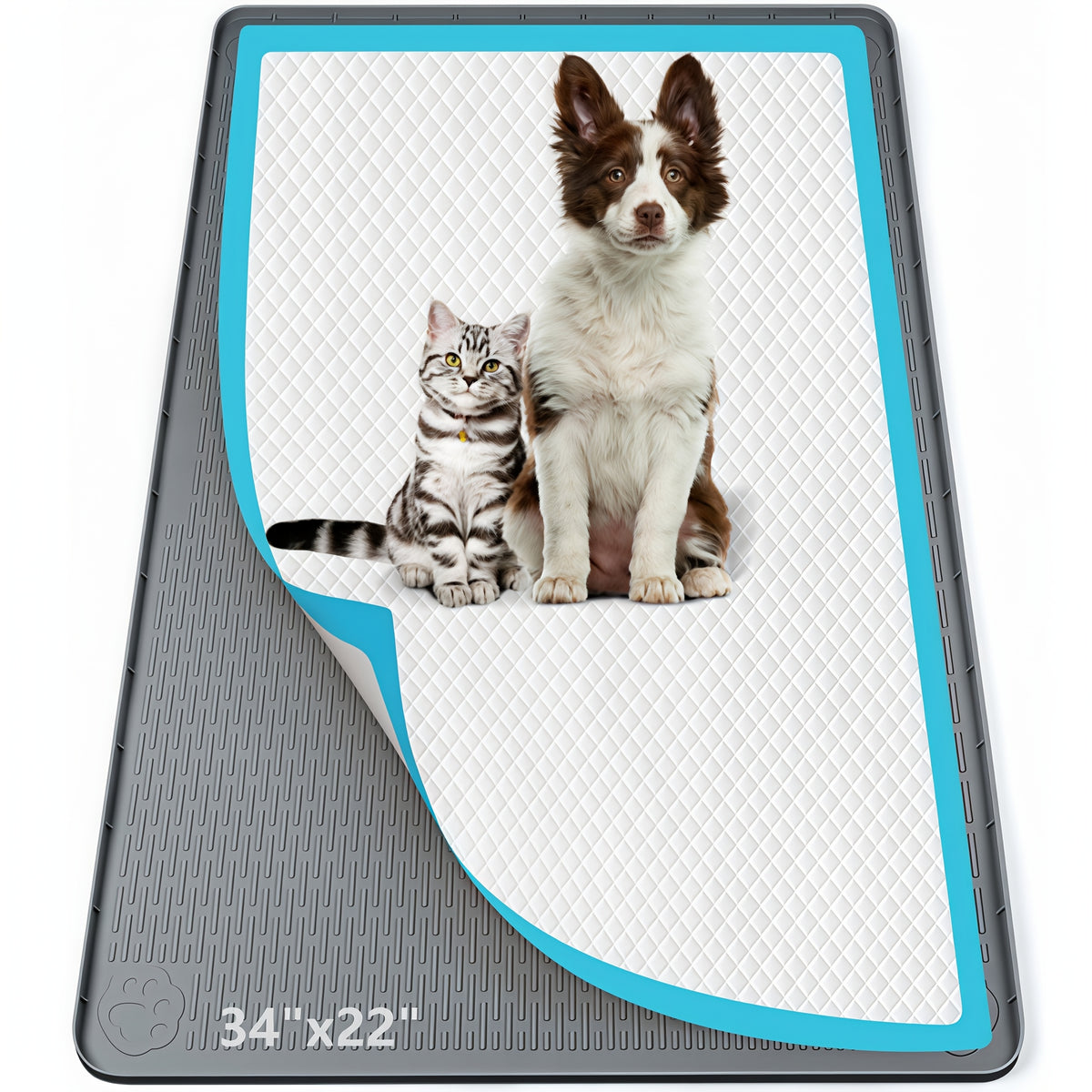 Silicone Pee Pad Holder for Dogs, Bartuke Washable Raised-Edge Training Pad Tray with Non-Slip Surface for Indoor Potty Routines, Pads Not Included