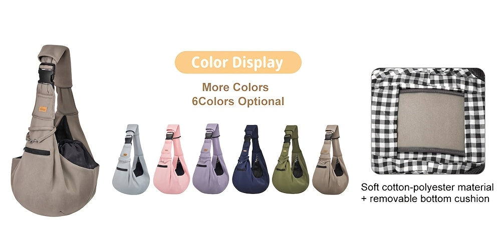 Pet Sling Carrier with Padded Hard Bottom, Adjustable Dog and Cat Shoulder Bag for Carrying Puppies on Everyday Outings, Five Color Options
