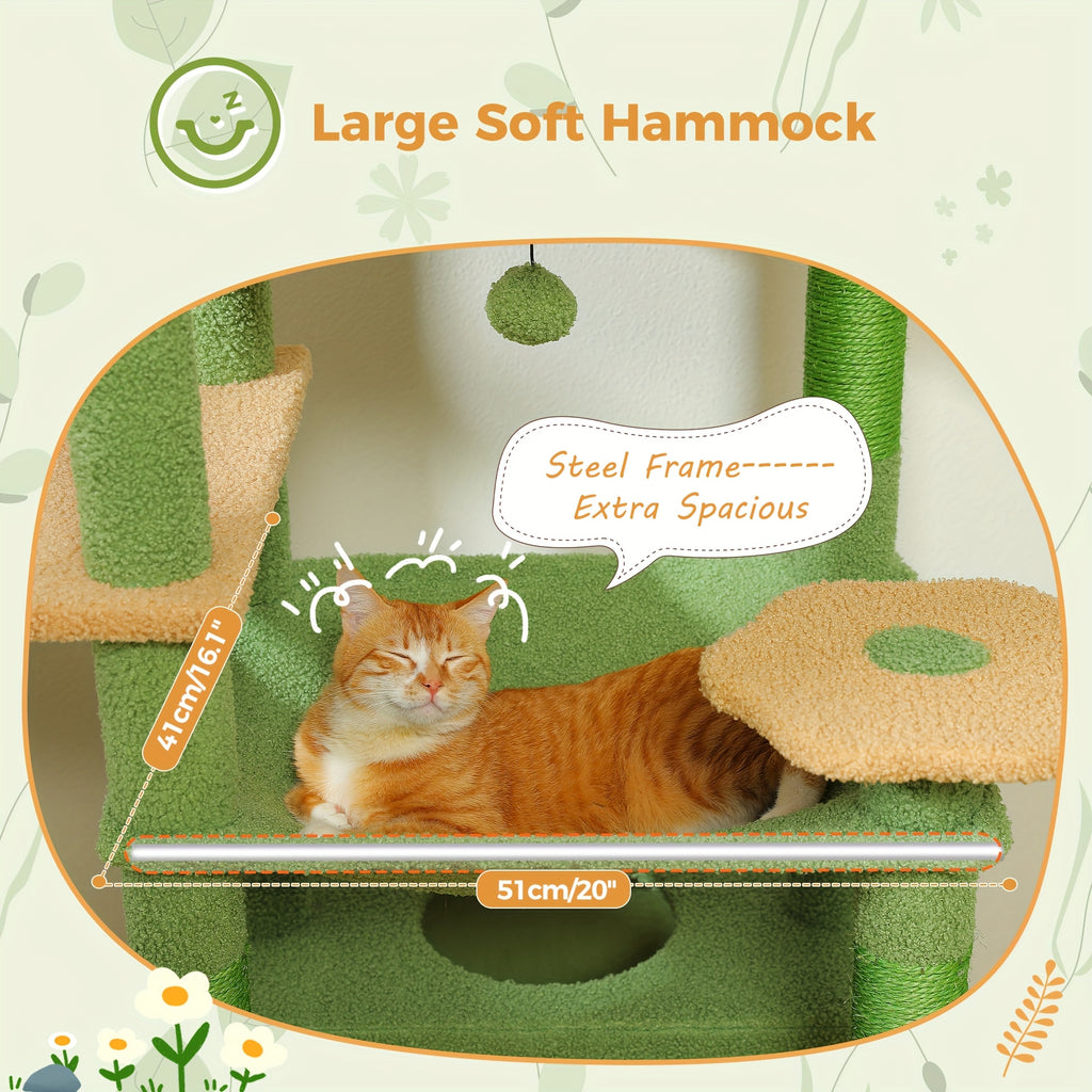 Cat Tree with Eight Levels, 72 Inch Indoor Cat Tower with Spacious Condo, Sisal Scratching Posts, Padded Perches and Basket for Rest and Play