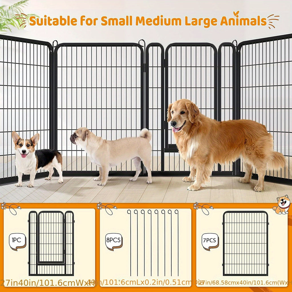 Dog Playpen 8 or 16 Panels, Portable Indoor Outdoor Pet Exercise Pen for Supervised Puppy Play, Backyard Gardens and RV Camping Trips