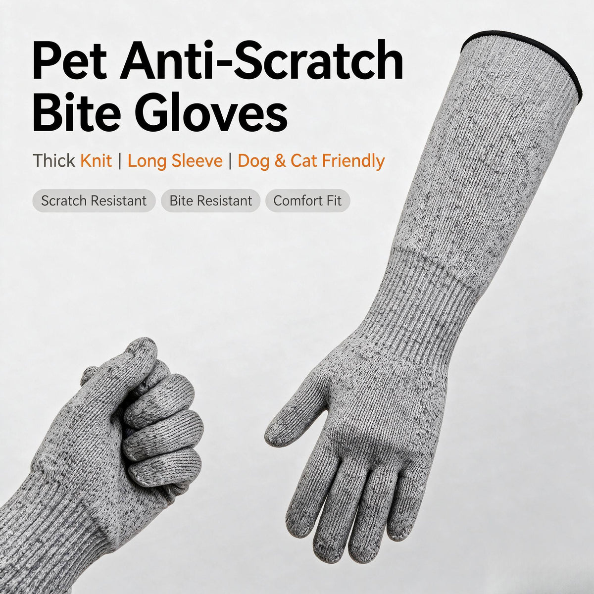 Pet Handling Gloves 6-Piece Set, Thickened Scratch-Resistant Protective Gloves for Dog and Cat Bathing, Grooming and Training Routines