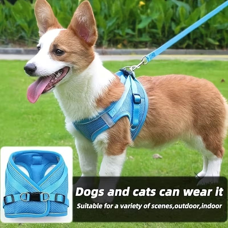 Small Dog Harness and Leash Set, Lightweight Breathable Mesh Vest with Reflective Trim for Cats and Puppies, XS S L XL Walking Gear