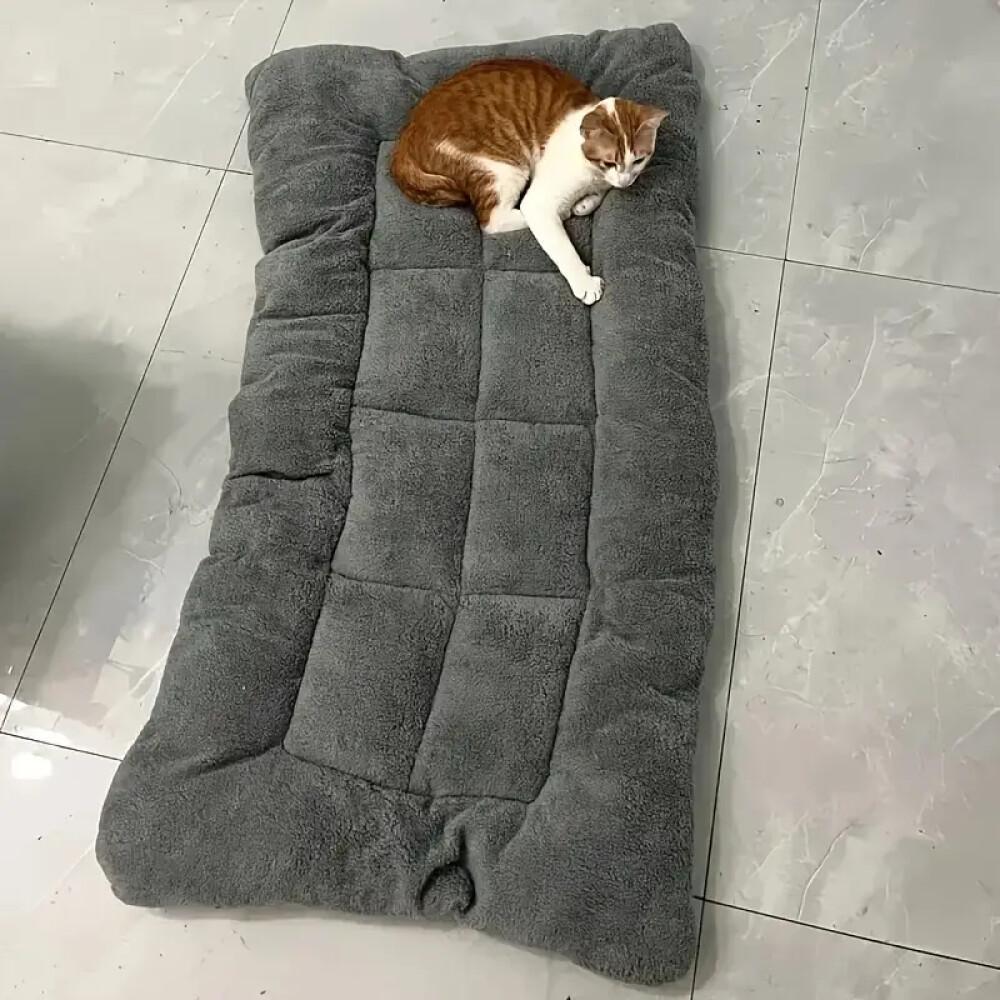 Dog Sofa Bed with Polyester Fiber Filling, Gray L Plush Pet Resting Mat with Thick Soft Cushioning for Cozy Indoor Naps and Everyday Lounging