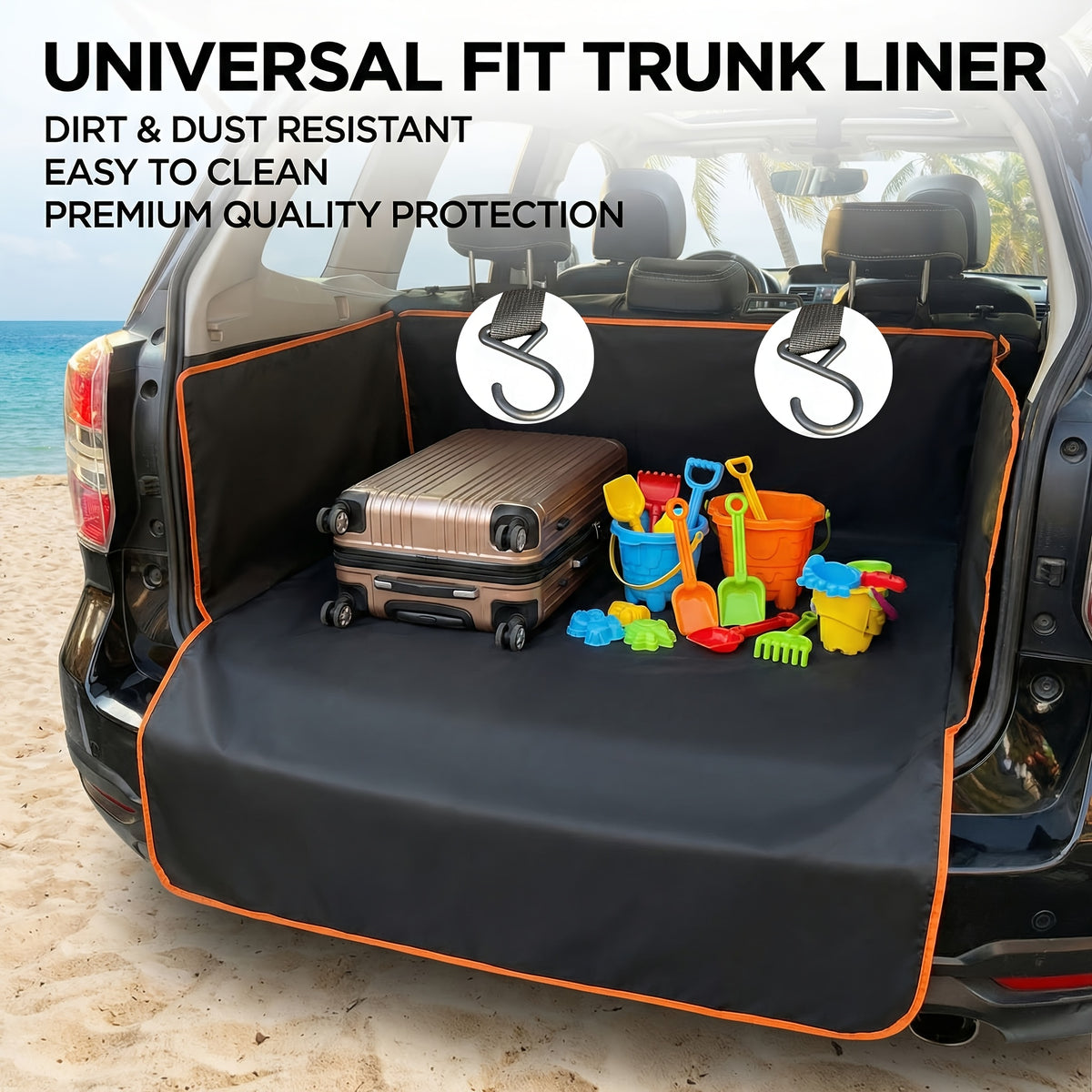 Dog Trunk Cover for Cars, SUVs and Trucks, Durable Anti-Slip Pet Cargo Liner with Two Hooks, Rear Interior Mat for Everyday Travel and Outdoor Trips