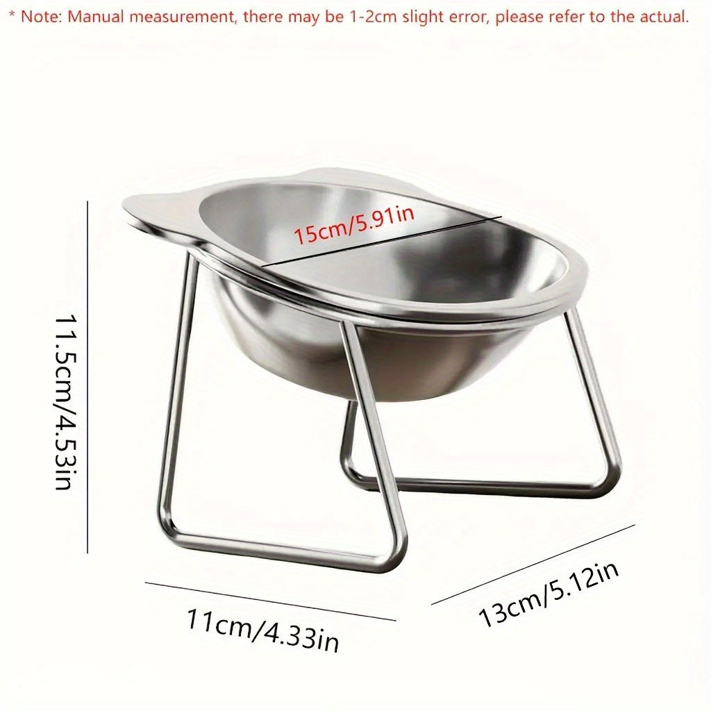 Stainless Steel Cat Ear Bowls with 15 Degree Tilted Elevated Stands, 2 Sets of Raised Pet Dishes for Everyday Food and Water
