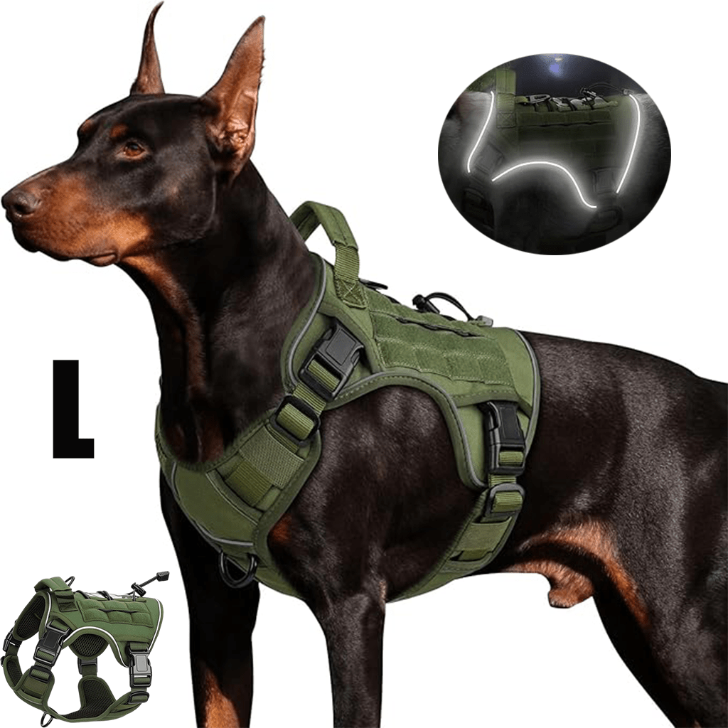 Tactical Dog Harness Vest with Adjustable Reflective Design, Machine Washable Outdoor Walking and Obedience Training Gear in S, M, L and XL