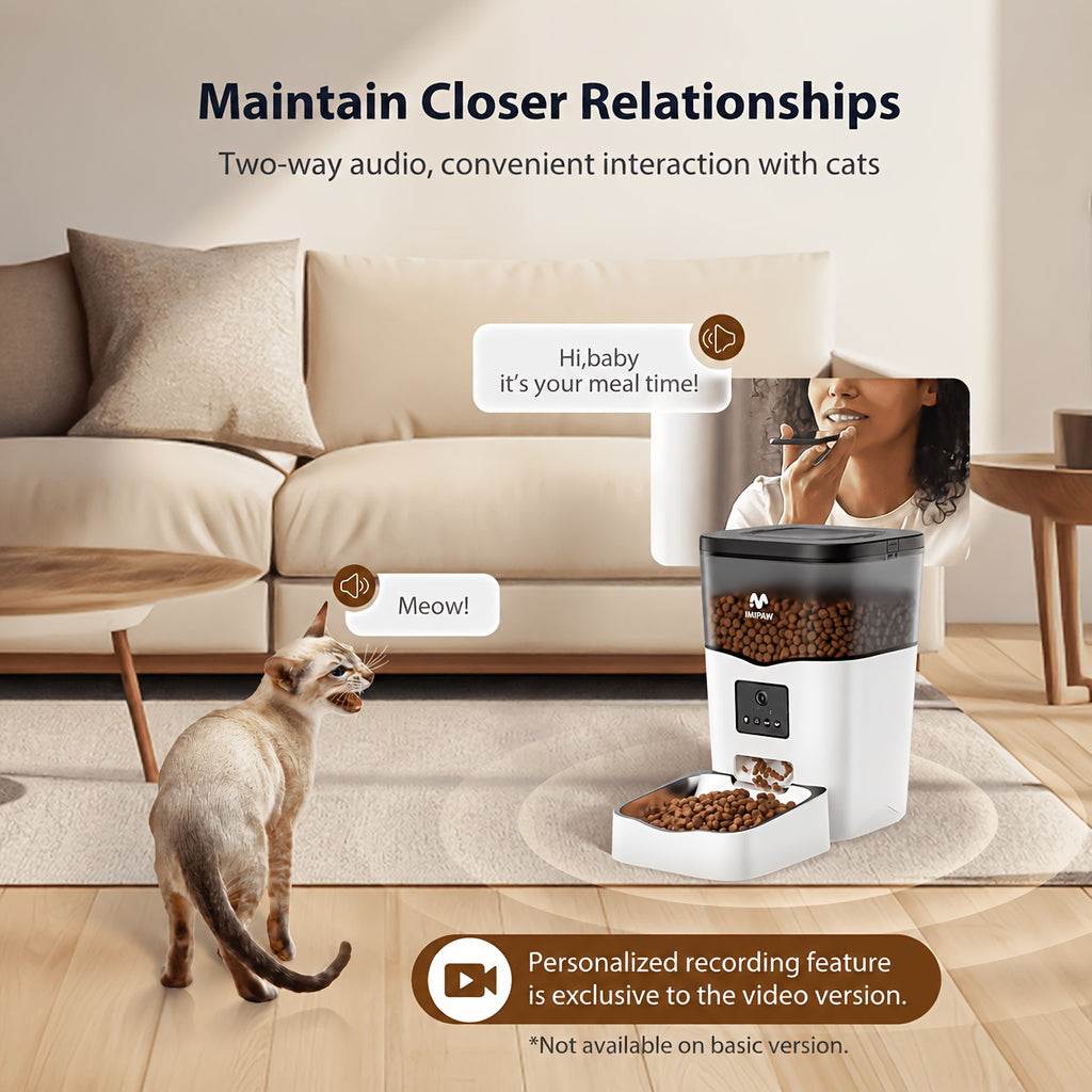 Automatic Cat Feeder with WiFi App Control, 3L Smart Dry Food Dispenser with Scheduled Meals, USB Power and Optional Camera for Cats and Dogs