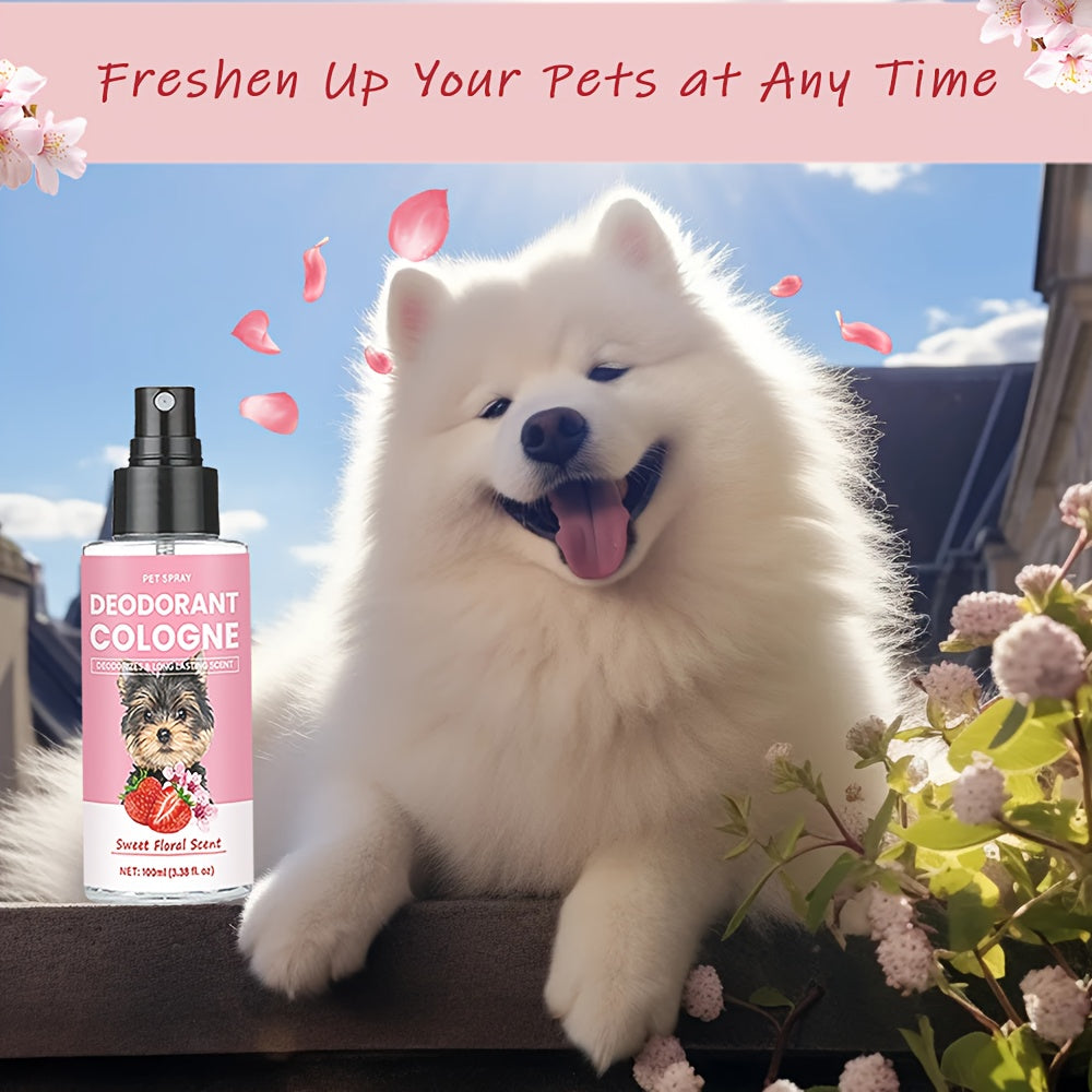 Dog Cologne with Sweet Floral Scent, 4.2 oz Pet Deodorant for Grooming Routines, White Peony, Vanilla and Berry Fragrance Notes