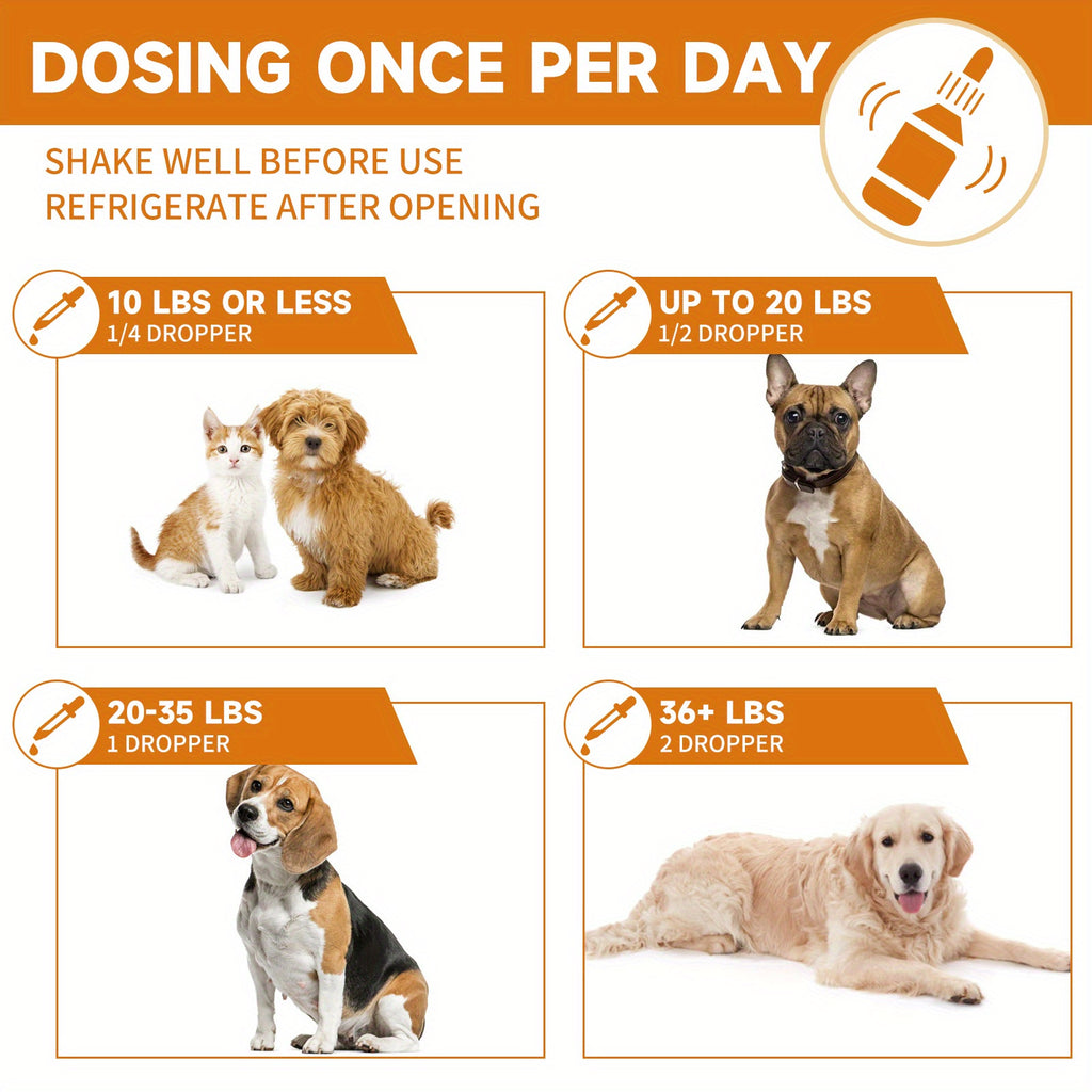 Herbal Pet Supplement Drops for Dogs and Cats, 2 fl oz Liquid Formula with Wormwood, Black Walnut and Pumpkin Seed, One to Three Bottle Options