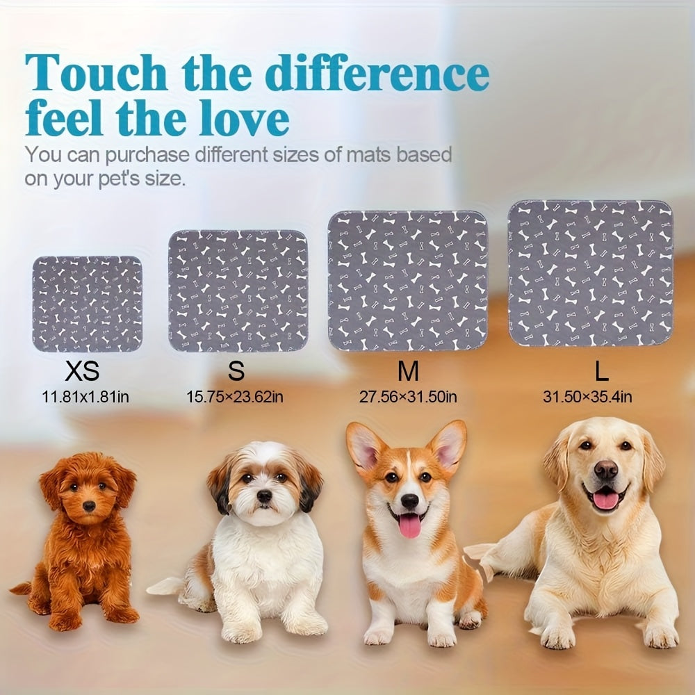 Dog Potty Training Pads, Reusable Washable Puppy Pee Mats with Non-Slip Base, Five Size Options and Solid or Printed Styles for Home and Travel