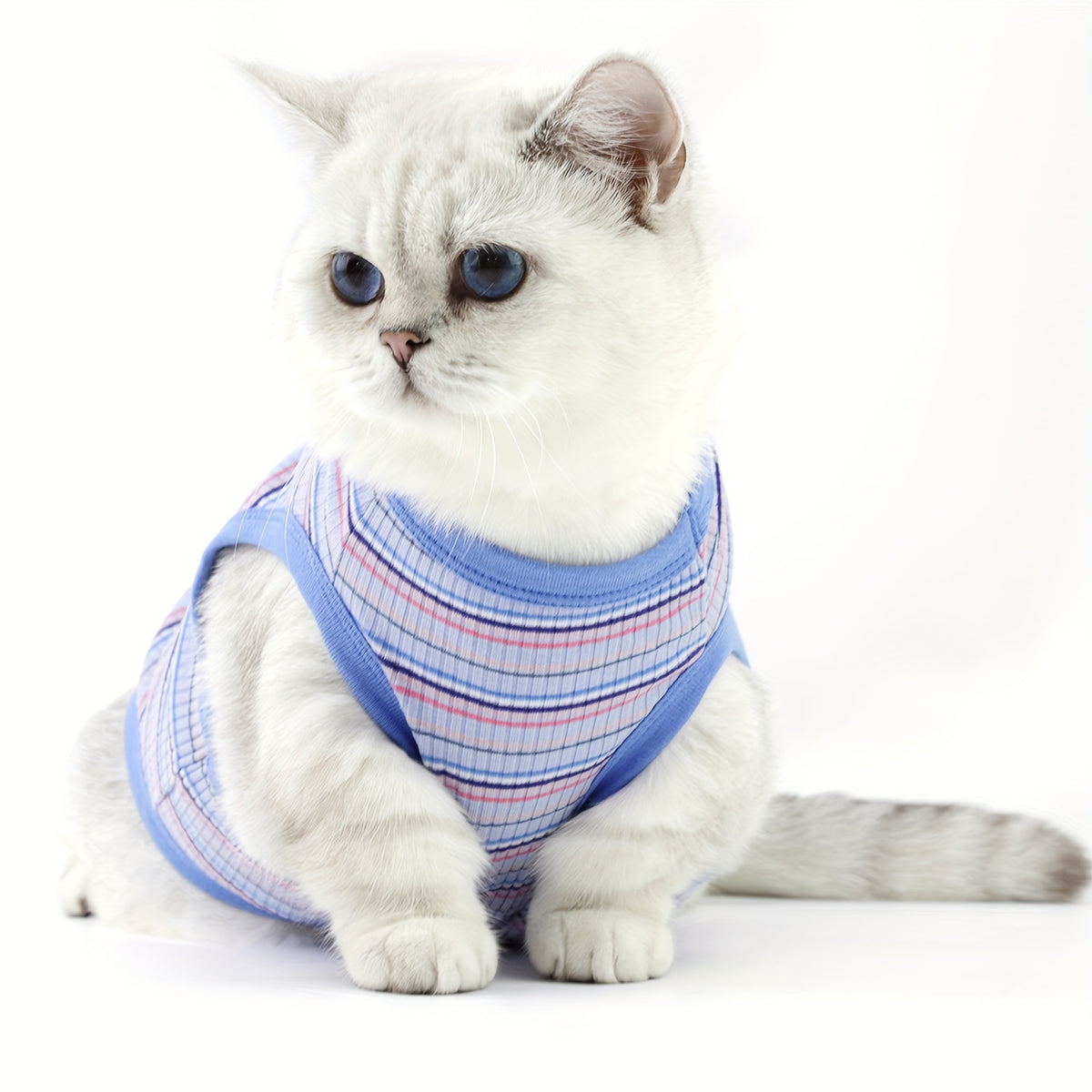 Striped Dog Tank Top with Soft Ribbed Fabric, Sleeveless Pullover Pet Vest for Small Dogs, Six Colors and XS–XXL Size Options, Hand Wash Only
