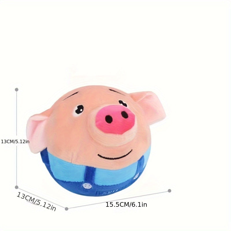 Bouncing Dog Toy with Recording and Music Modes, Rechargeable Jumping Pet Ball in Rabbit, Hamster, Puppy and Pig Styles for Supervised Play