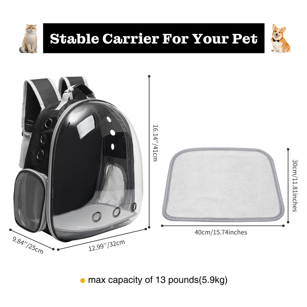 Ventilated Cat Backpack Carrier, Space Capsule Pet Travel Bag for Cats and Puppies, White or Peach One-Size Design for Outdoor Outings
