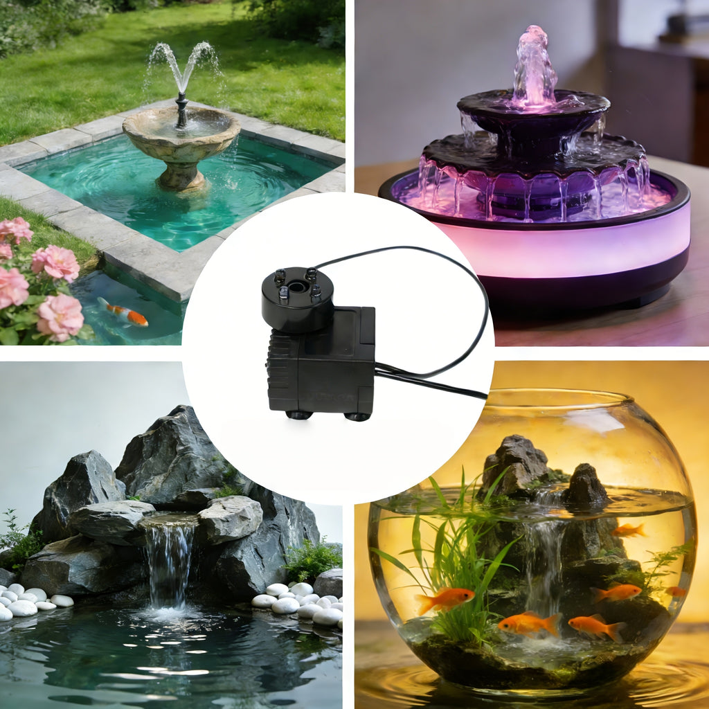 USB Aquarium Water Pump with Light and 39.37-Inch Clear Hose, Submersible Fish Tank Pump for Water Changes and Indoor Fountain Setups